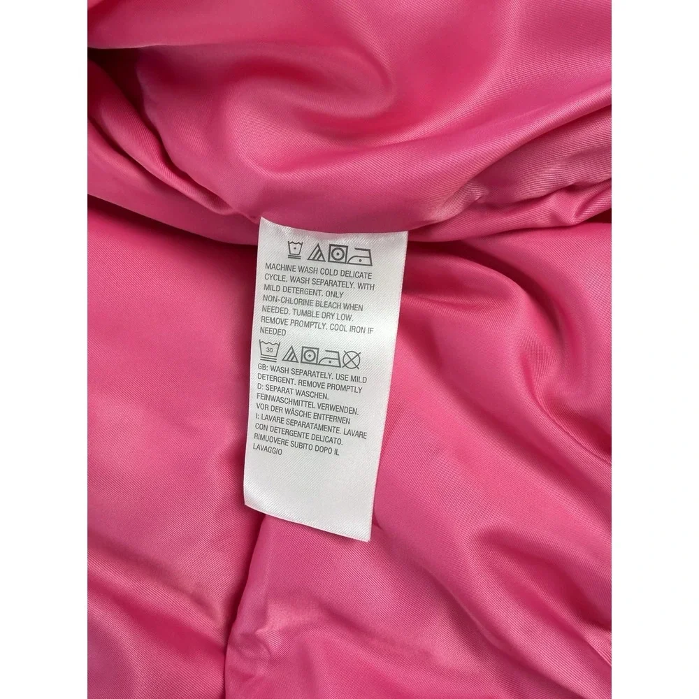Isaac Mizrahi Live Puffer Jacket Women's Medium Pink Orange Houndstooth Coat